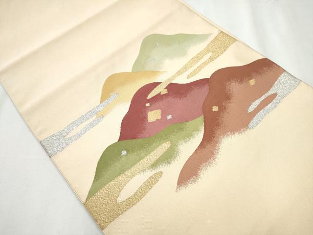 平和屋着物●八寸名古屋帯　綴れ　遠山文　金銀糸　正絹　逸品　CAAZ4390hy