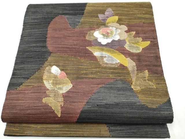 平和屋着物●太鼓柄袋帯　紬地　草花文　正絹　逸品　CAAZ4395hy 平和屋着物○太鼓柄袋帯 紬地 草花文 正絹 逸品 CAAZ4395hy