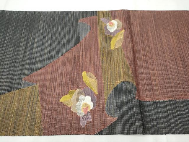 平和屋着物●太鼓柄袋帯　紬地　草花文　正絹　逸品　CAAZ4395hy