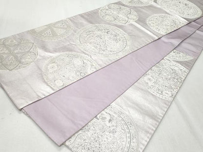 平和屋着物◎六通柄袋帯 絵皿人物花文 銀糸 引箔 正絹 逸品 CAAZ4608fb