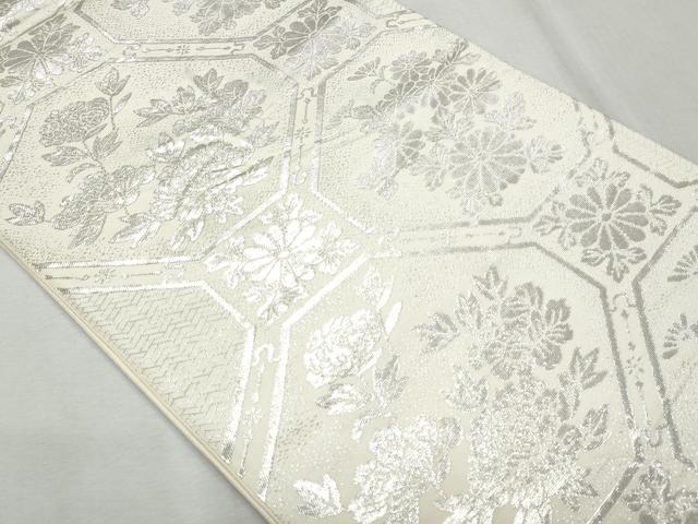 平和屋着物◎六通柄袋帯 蜀江花文 純銀箔 正絹 逸品 CAAZ4616fb