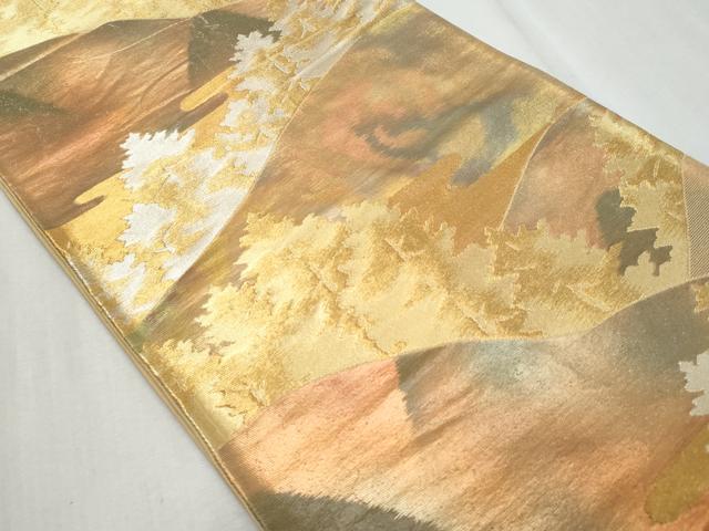 平和屋着物◎六通柄袋帯　遠山樹林文　金銀糸　正絹　逸品　CAAZ4649fb
