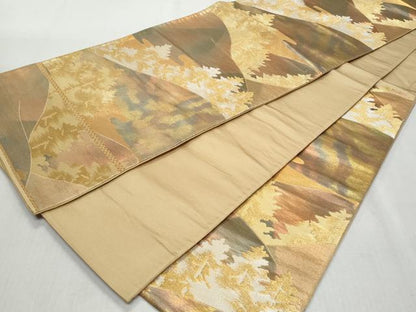 平和屋着物◎六通柄袋帯　遠山樹林文　金銀糸　正絹　逸品　CAAZ4649fb