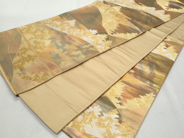 平和屋着物◎六通柄袋帯　遠山樹林文　金銀糸　正絹　逸品　CAAZ4649fb