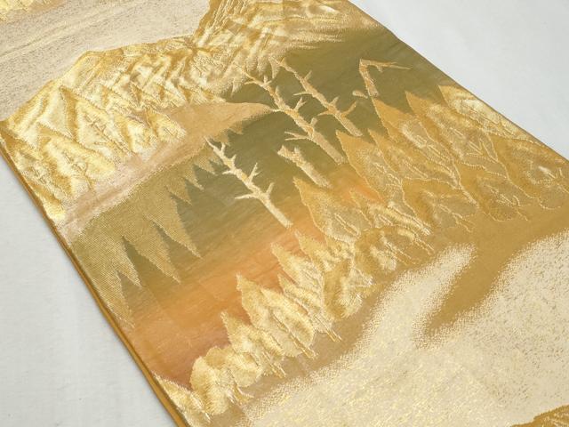 平和屋着物◎六通柄袋帯　遠山樹林文　金糸　正絹　逸品　CAAZ4651fb
