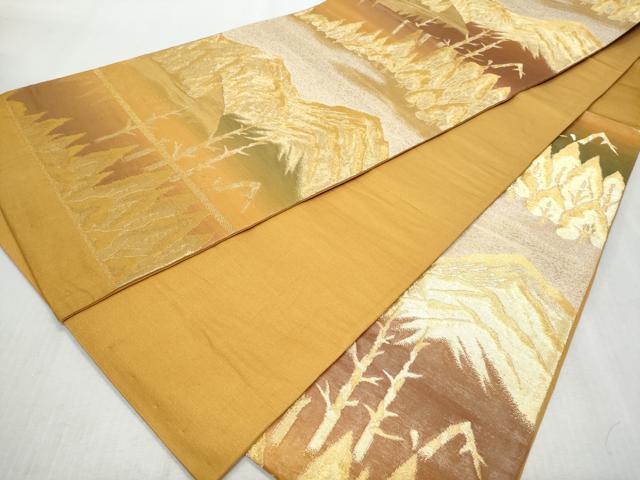 平和屋着物◎六通柄袋帯　遠山樹林文　金糸　正絹　逸品　CAAZ4651fb