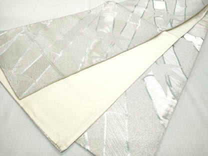 平和屋着物◎六通柄袋帯　笹竹文　銀糸　正絹　逸品　CAAZ4655fb