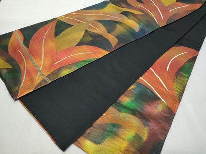 平和屋着物◎六通柄袋帯　舞葉文　金糸　正絹　逸品　CAAZ4658fb