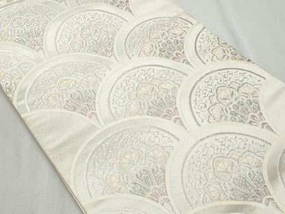 平和屋着物◎六通柄袋帯　正倉院青海波花文　銀糸　正絹　逸品　CAAZ4659fb