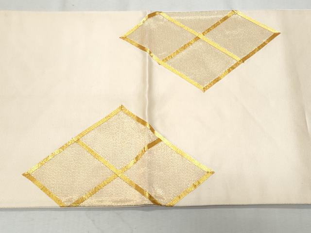 平和屋着物◎太鼓柄袋帯　総刺繍　駒刺繍　菱文　金糸　正絹　逸品　CAAZ4662fb