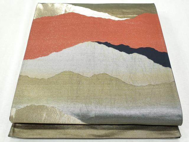 平和屋着物◎六通柄袋帯　抽象文　金糸　正絹　逸品　CAAZ4666fb