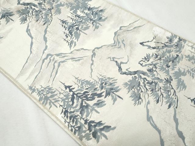 平和屋着物◎六通柄袋帯　遠山文　銀糸　正絹　逸品　CAAZ4677fb