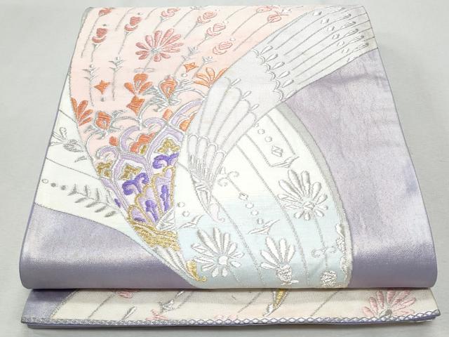 平和屋着物◎六通柄袋帯 孔雀花文 金銀糸 正絹 逸品 CAAZ4682fb