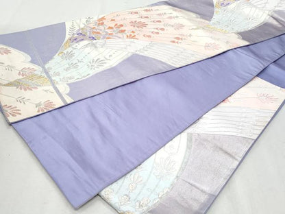 平和屋着物◎六通柄袋帯 孔雀花文 金銀糸 正絹 逸品 CAAZ4682fb