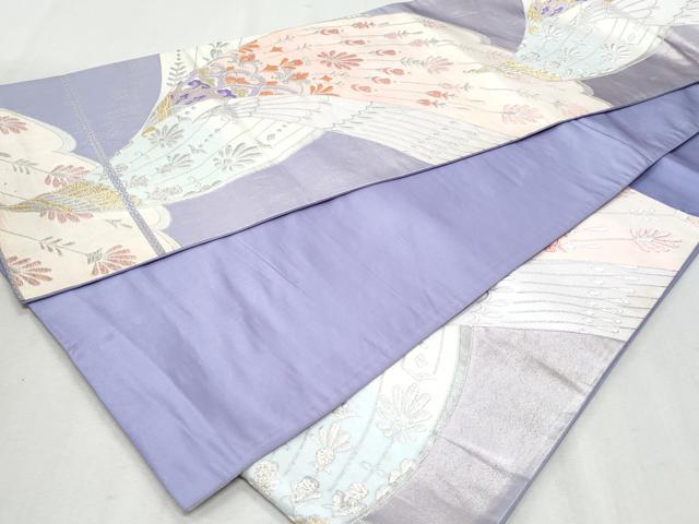 平和屋着物◎六通柄袋帯 孔雀花文 金銀糸 正絹 逸品 CAAZ4682fb