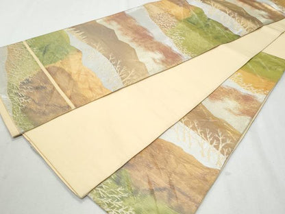平和屋着物◎六通柄袋帯　遠山風景文　金銀糸　正絹　逸品　CAAZ4694fb