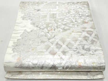 平和屋着物◎六通柄袋帯　籬風景文　古京錦　二重引箔　正絹　逸品　CAAZ4699fb