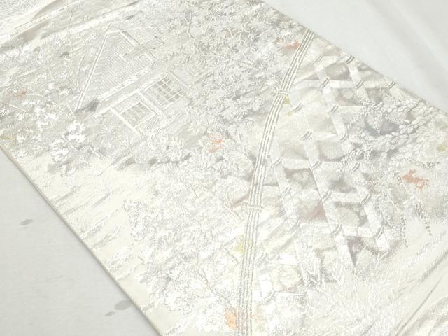 平和屋着物◎六通柄袋帯　籬風景文　古京錦　二重引箔　正絹　逸品　CAAZ4699fb