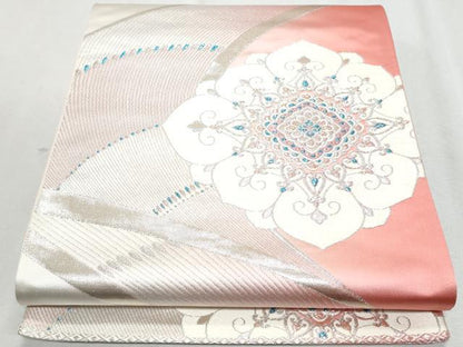 平和屋着物◎六通柄袋帯　舞花文　銀糸　正絹　逸品　CAAZ4717fb