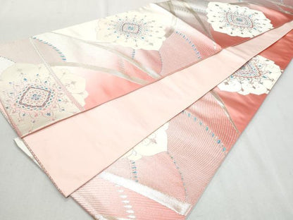 平和屋着物◎六通柄袋帯　舞花文　銀糸　正絹　逸品　CAAZ4717fb