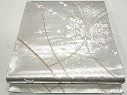 平和屋着物◎六通柄袋帯　唐織　花蝶文　金銀糸　正絹　逸品　CAAZ4722fb