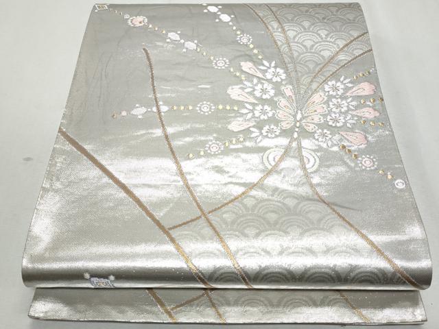 平和屋着物◎六通柄袋帯　唐織　花蝶文　金銀糸　正絹　逸品　CAAZ4722fb