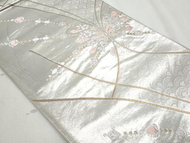 平和屋着物◎六通柄袋帯　唐織　花蝶文　金銀糸　正絹　逸品　CAAZ4722fb