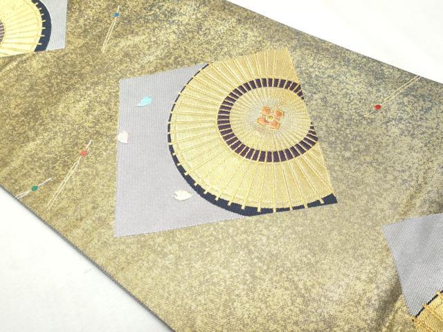 平和屋着物◎六通柄袋帯　唐織　番傘　簪　金銀糸　引箔　正絹　逸品　CAAZ4725fb