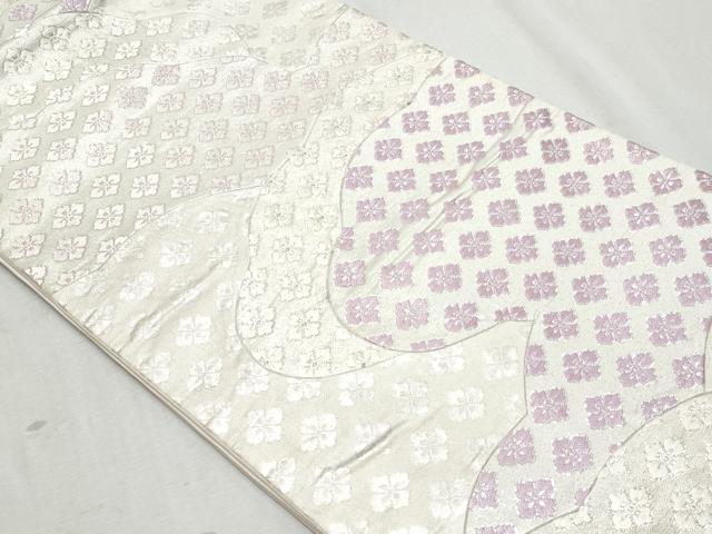 平和屋着物◎六通柄袋帯　唐織　花菱文　銀糸　正絹　逸品　CAAZ4778fb