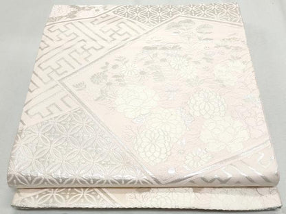 平和屋着物◎六通柄袋帯　枝花文　銀糸　正絹　逸品　CAAZ4780fb