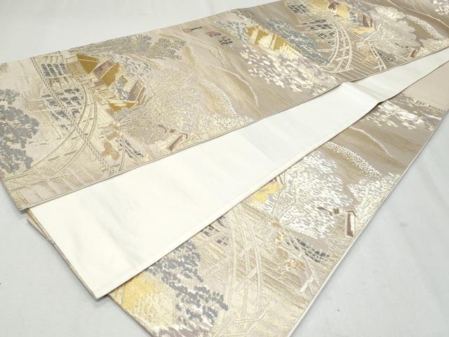 平和屋着物◎六通柄袋帯　東海道　廣重　風景文　金糸　正絹　逸品　CAAZ4874fb