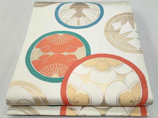 平和屋着物◎全通柄　本袋帯　唐織　花丸文　金糸　正絹　逸品　CAAZ4882fb