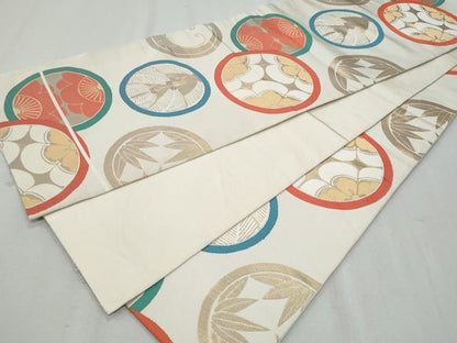 平和屋着物◎全通柄　本袋帯　唐織　花丸文　金糸　正絹　逸品　CAAZ4882fb