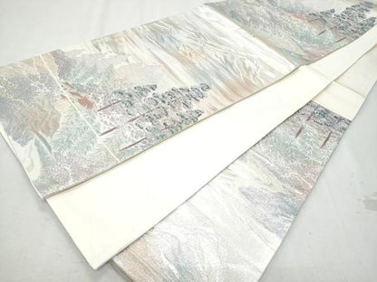 平和屋着物◎六通柄袋帯　風景草木文　金銀糸　正絹　逸品　CAAZ4909fb