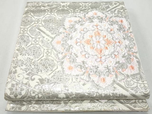 平和屋着物◎六通柄　本袋帯　唐織　正倉院花文　純プラチナ箔　正絹　逸品　CAAZ4911fb