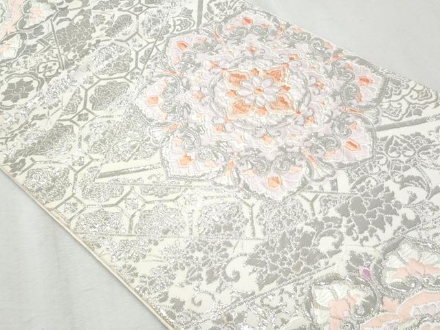 平和屋着物◎六通柄　本袋帯　唐織　正倉院花文　純プラチナ箔　正絹　逸品　CAAZ4911fb