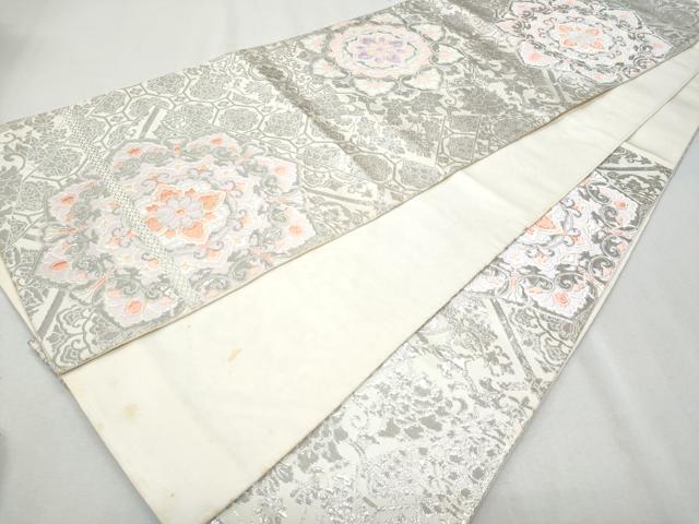 平和屋着物◎六通柄　本袋帯　唐織　正倉院花文　純プラチナ箔　正絹　逸品　CAAZ4911fb