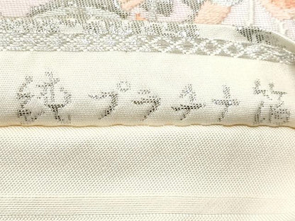 平和屋着物◎六通柄　本袋帯　唐織　正倉院花文　純プラチナ箔　正絹　逸品　CAAZ4911fb