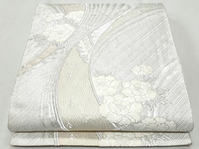 平和屋着物◎六通柄袋帯　唐織　牡丹　銀糸　正絹　逸品　CAAZ4912fb