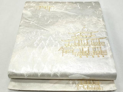 平和屋着物◎六通柄袋帯　風景文　金銀糸　正絹　逸品　CAAZ4913fb