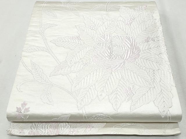 平和屋着物◎六通柄袋帯　唐織　草花文　銀糸　正絹　逸品　CAAZ4918fb