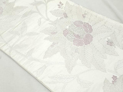 平和屋着物◎六通柄袋帯　唐織　草花文　銀糸　正絹　逸品　CAAZ4918fb