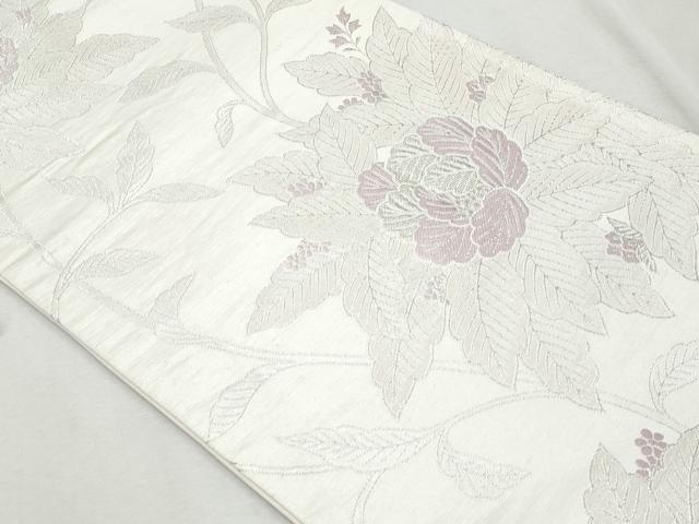 平和屋着物◎六通柄袋帯　唐織　草花文　銀糸　正絹　逸品　CAAZ4918fb