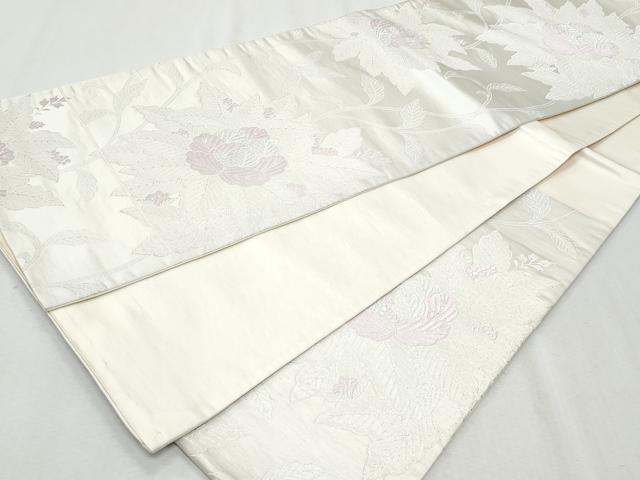 平和屋着物◎六通柄袋帯　唐織　草花文　銀糸　正絹　逸品　CAAZ4918fb