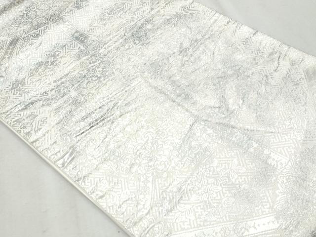 平和屋着物◎六通柄袋帯　正倉院花文　銀糸　正絹　逸品　CAAZ4923fb