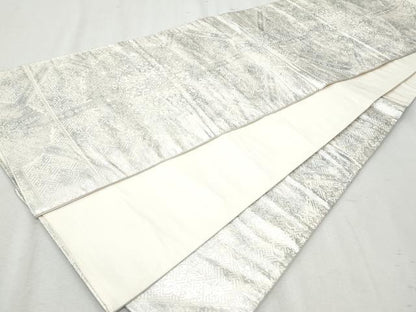 平和屋着物◎六通柄袋帯　正倉院花文　銀糸　正絹　逸品　CAAZ4923fb