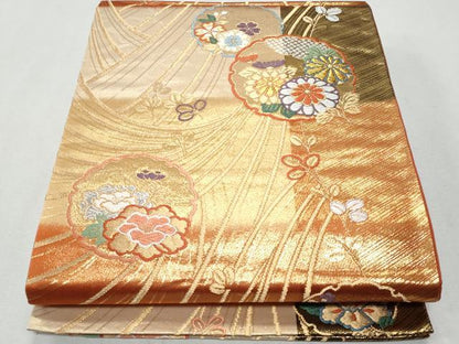 平和屋着物◎六通柄袋帯　唐織　雪輪花文　金銀糸　正絹　逸品　CAAZ4957fb
