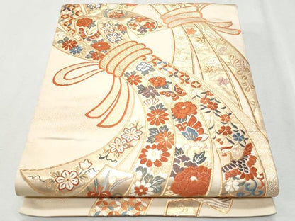 平和屋着物◎六通柄袋帯　唐織　熨斗重ね　金糸　正絹　逸品　CAAZ4968fb