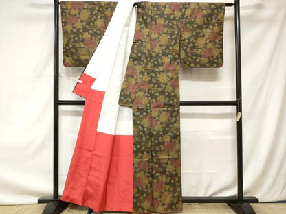 平和屋着物■上質な紬　菊舞花文　正絹　逸品　CAAZ5107ev