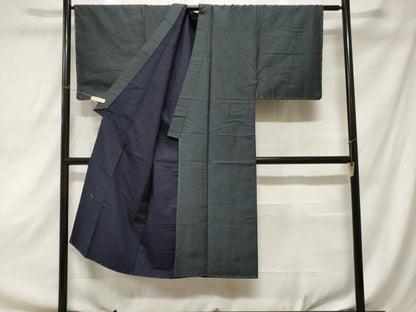 平和屋着物■男性　紬　藍鉄色　正絹　逸品　CAAZ5198ev